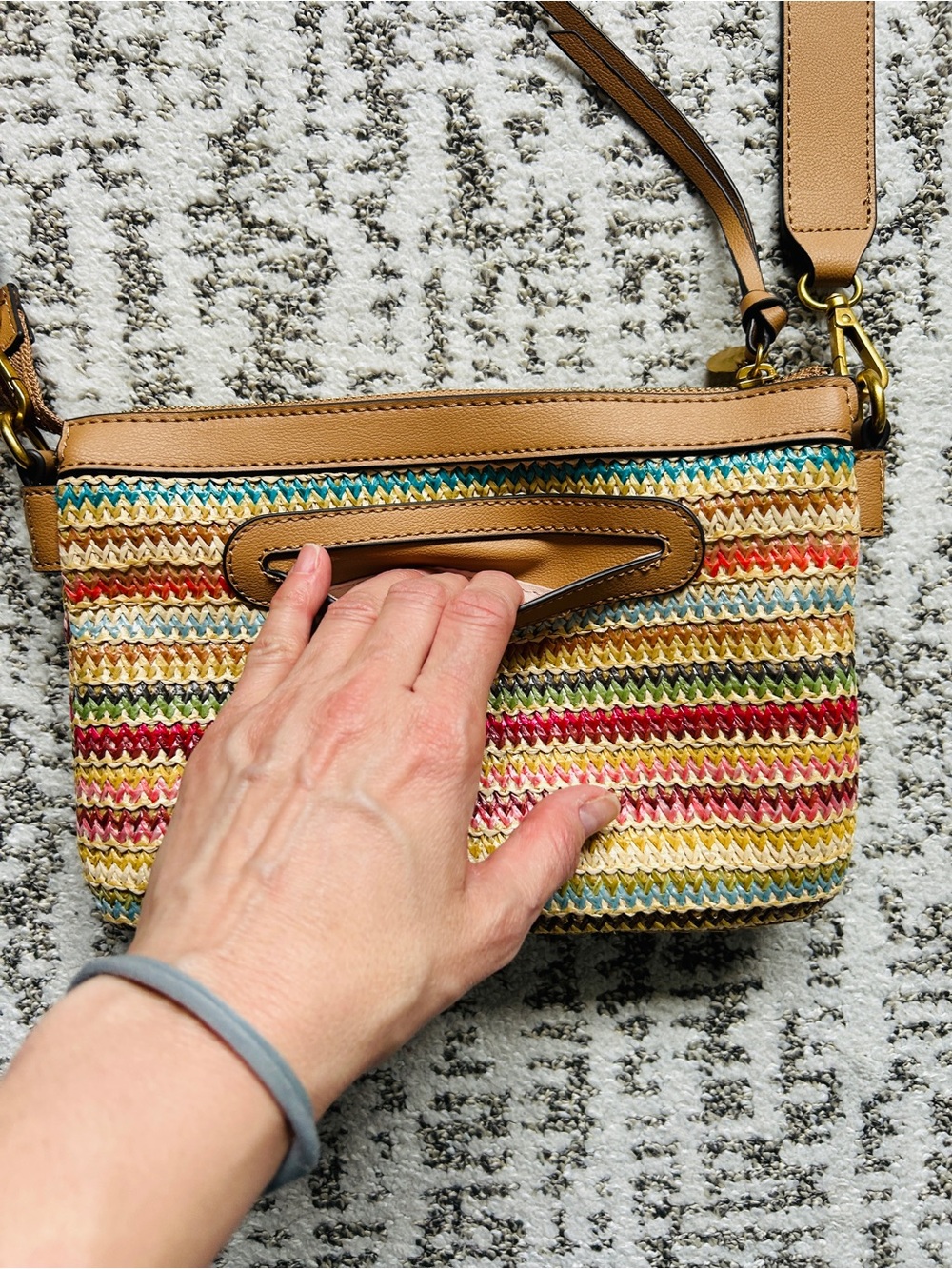 Style & Co. Rainbow Woven Straw Crossbody Bag NWOT - Picture 5 of 14